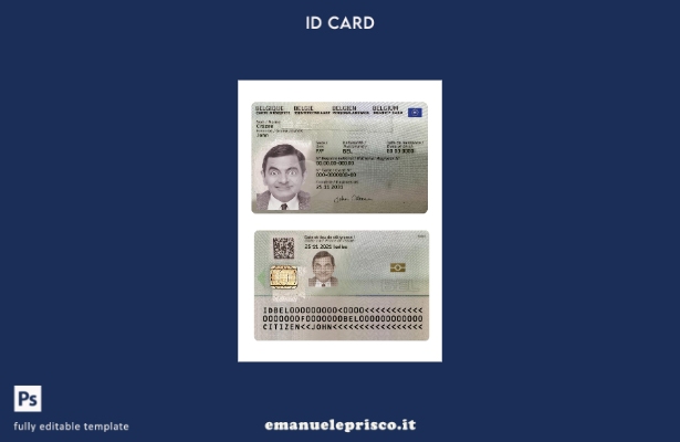 modello presente di documento d'identità belga in stile verificato 1